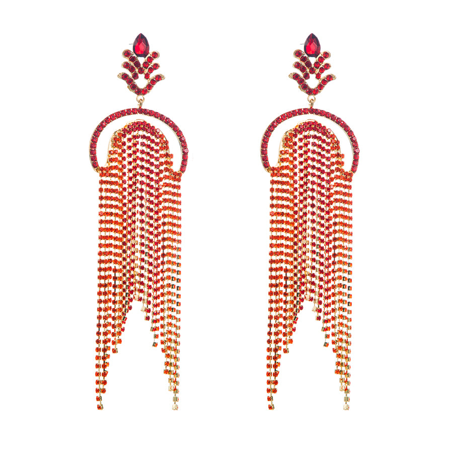 1 Pair Fashion Tassel Alloy Plating Inlay Rhinestones Gold Plated Women's Drop Earrings