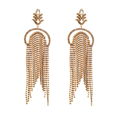 1 Pair Fashion Tassel Alloy Plating Inlay Rhinestones Gold Plated Women's Drop Earrings