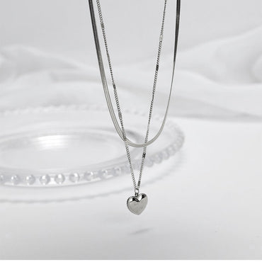 Fashion Heart Shape Titanium Steel Necklace 1 Piece