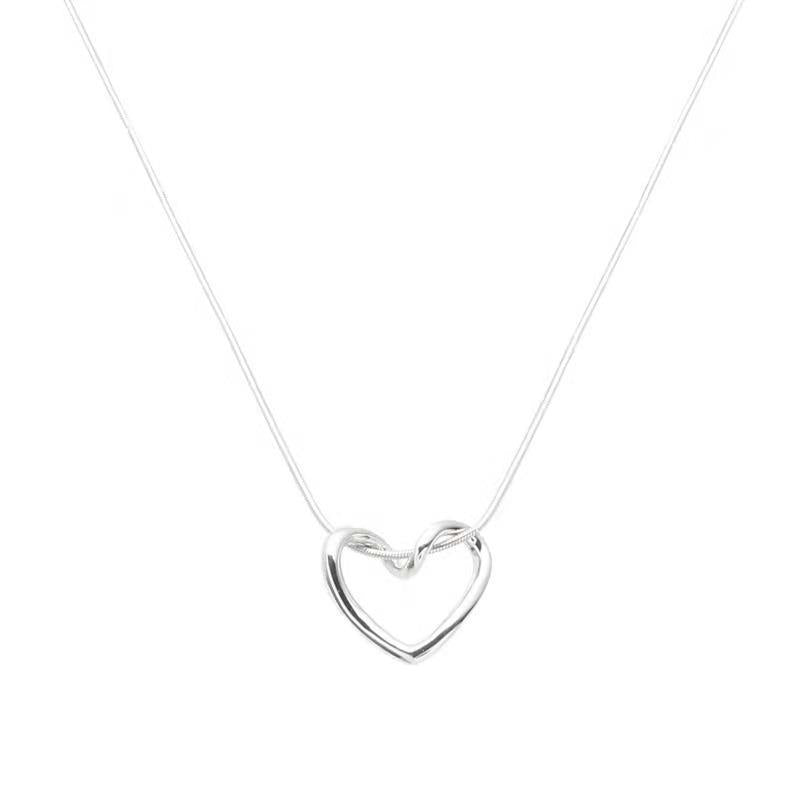 Fashion Heart Shape Titanium Steel Plating Pendant Necklace