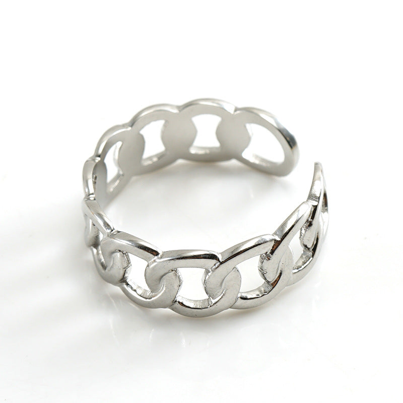 Retro Geometric Stainless Steel Plating Open Ring 1 Piece