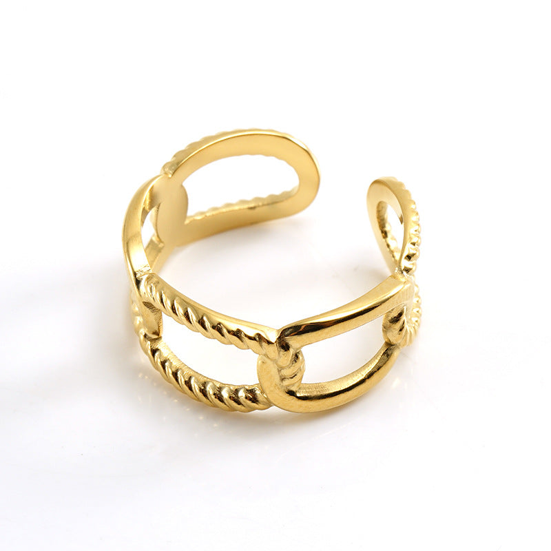 Retro Geometric Stainless Steel Plating Open Ring 1 Piece