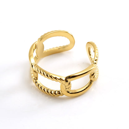 Retro Geometric Stainless Steel Plating Open Ring 1 Piece