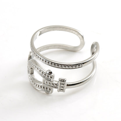 Retro Geometric Stainless Steel Plating Open Ring 1 Piece