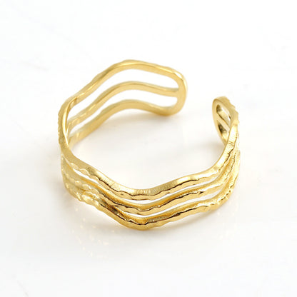 Retro Geometric Stainless Steel Plating Open Ring 1 Piece