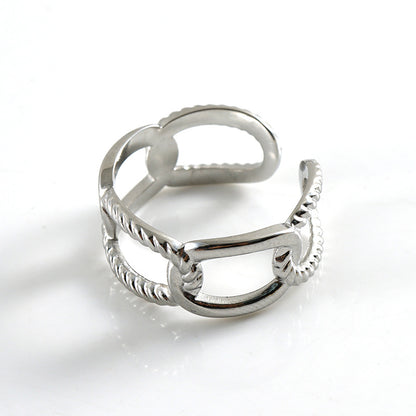 Retro Geometric Stainless Steel Plating Open Ring 1 Piece