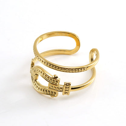 Retro Geometric Stainless Steel Plating Open Ring 1 Piece