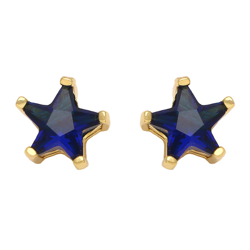 1 Pair Ins Style Simple Style Leaf Star Flower Copper Plating Inlay Zircon Drop Earrings Ear Studs