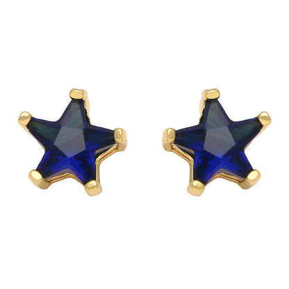 1 Pair Ins Style Simple Style Leaf Star Flower Copper Plating Inlay Zircon Drop Earrings Ear Studs