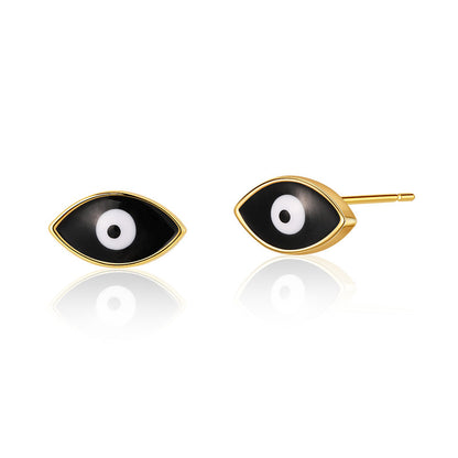 1 Pair Retro Sweet Triangle Devil's Eye Heart Shape Enamel Plating Inlay Copper Zircon 18k Gold Plated Ear Studs