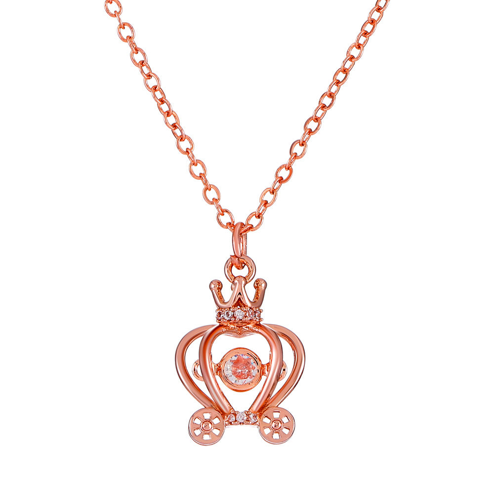 Fashion Cross Heart Shape Crown Copper Plating Artificial Rhinestones Zircon Necklace