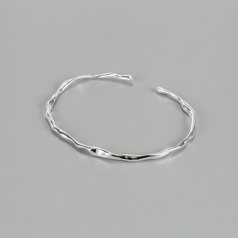 Simple Style Geometric Sterling Silver Polishing Bangle 1 Piece