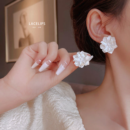 1 Pair Fashion Square Heart Shape Flower Inlay Metal Rhinestones Pearl Earrings