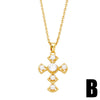 Fashion Cross Copper Plating Artificial Pearls Zircon Pendant Necklace 1 Piece