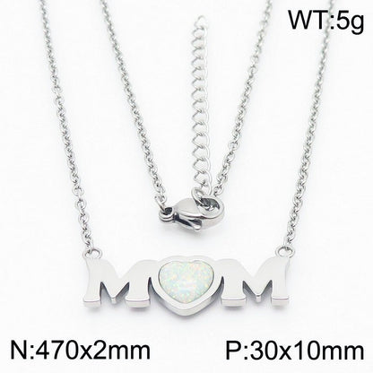 Fashion Simple Letters Mom Heart-shaped Titanium Steel Necklace