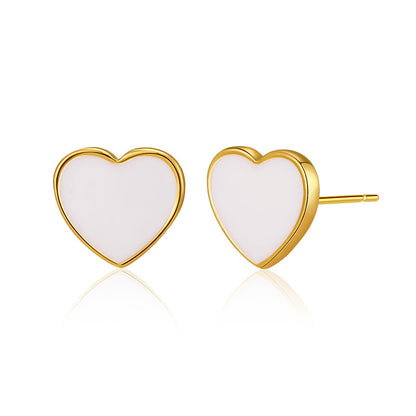 1 Pair Retro Sweet Triangle Devil's Eye Heart Shape Enamel Plating Inlay Copper Zircon 18k Gold Plated Ear Studs