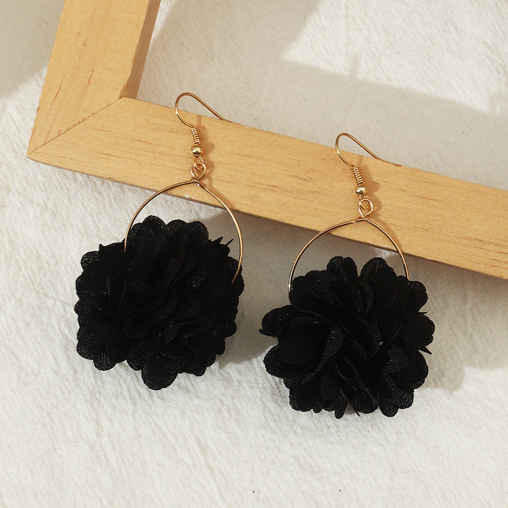 1 Pair Fashion Flower Cloth Plating Women'S Drop Earrings