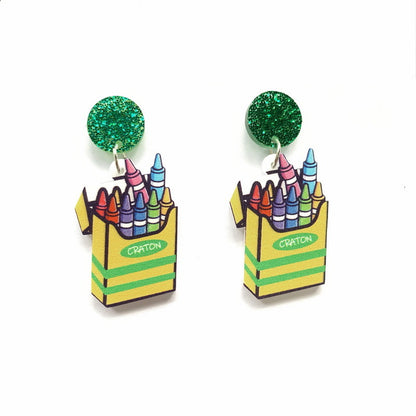 1 Pair Fashion Printing Arylic Printing Drop Earrings