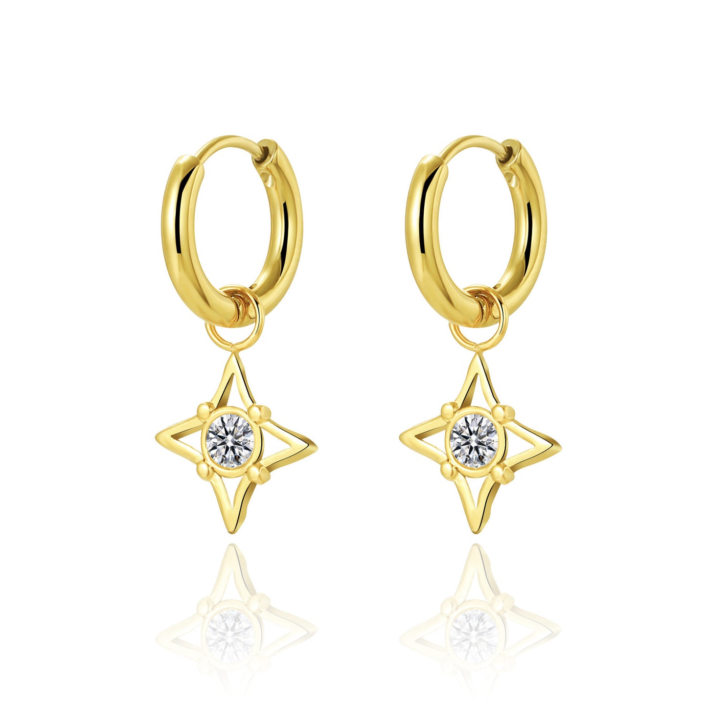 1 Pair Simple Style Flower Plating Inlay Titanium Steel Opal 14k Gold Plated Drop Earrings