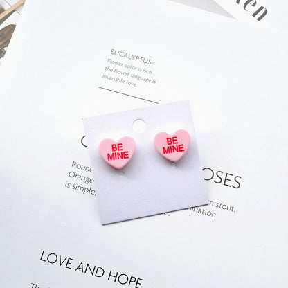 1 Pair Simple Style Heart Shape Arylic Women'S Ear Studs