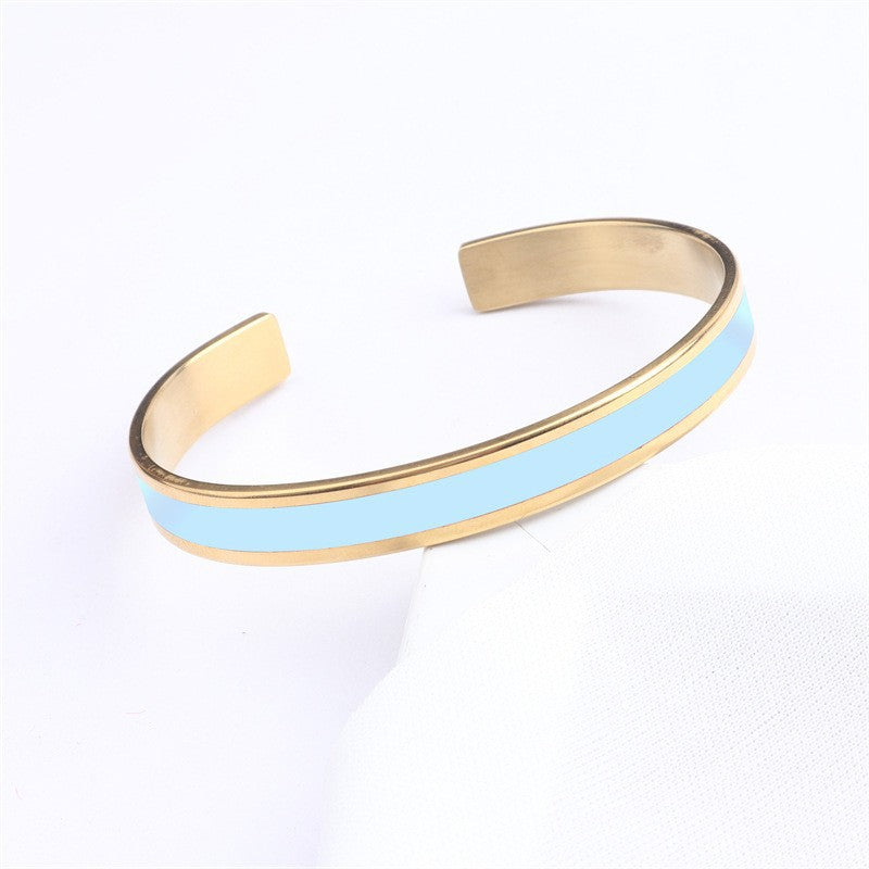 Fashion C Shape Stainless Steel Enamel Bangle