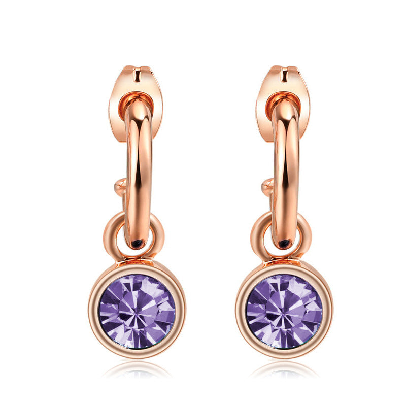 Simple Style Solid Color Copper Plating Inlay Zircon Drop Earrings 1 Pair