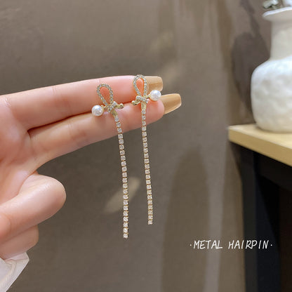 Elegant Geometric Copper Plating Artificial Pearls Rhinestones Drop Earrings 1 Pair