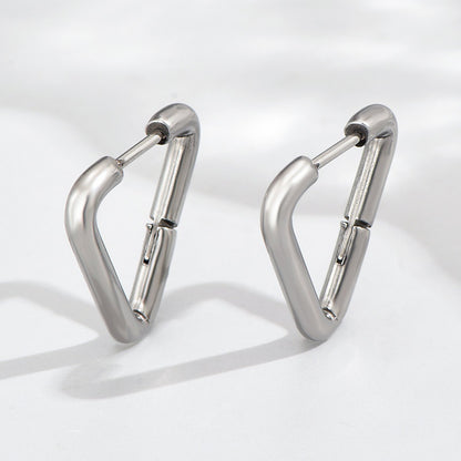 1 Pair Simple Style Triangle Circle Heart Shape Stainless Steel Hoop Earrings