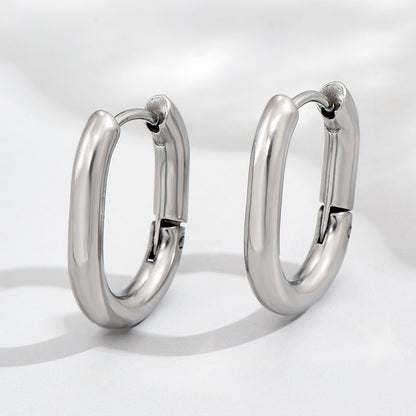 1 Pair Simple Style Triangle Circle Heart Shape Stainless Steel Hoop Earrings