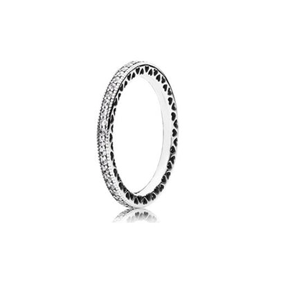 Retro Round Sterling Silver Inlay Artificial Diamond Rings 1 Piece