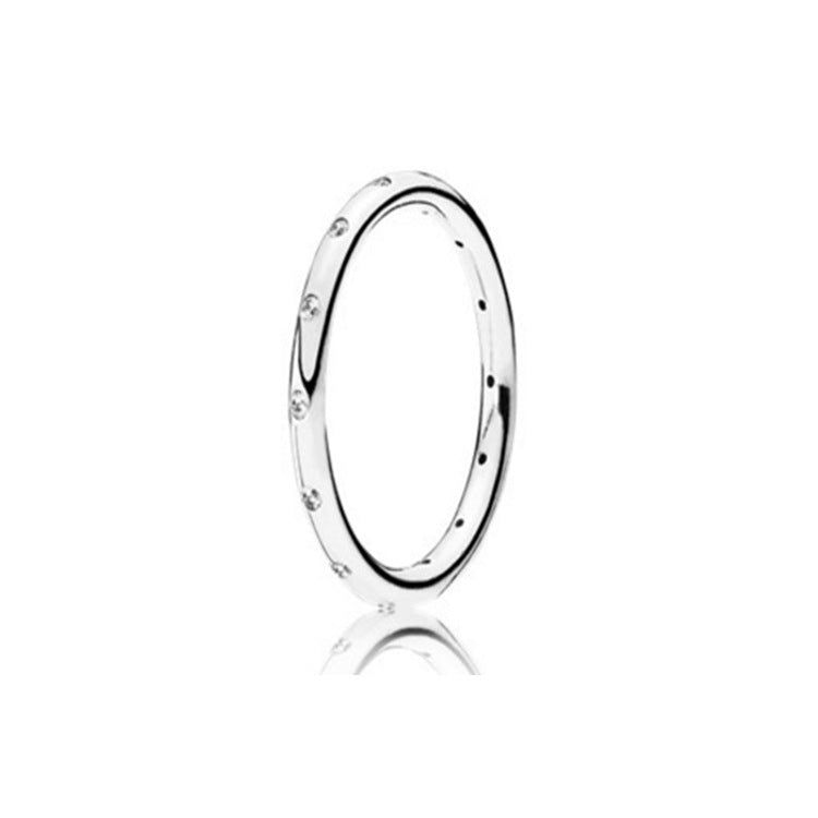 Retro Round Sterling Silver Inlay Artificial Diamond Rings 1 Piece