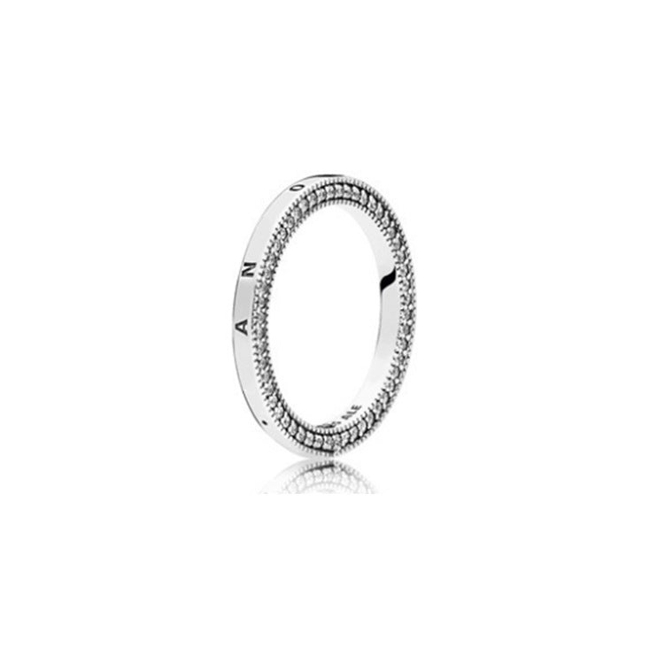 Retro Round Sterling Silver Inlay Artificial Diamond Rings 1 Piece