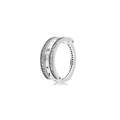 Retro Round Sterling Silver Inlay Artificial Diamond Rings 1 Piece