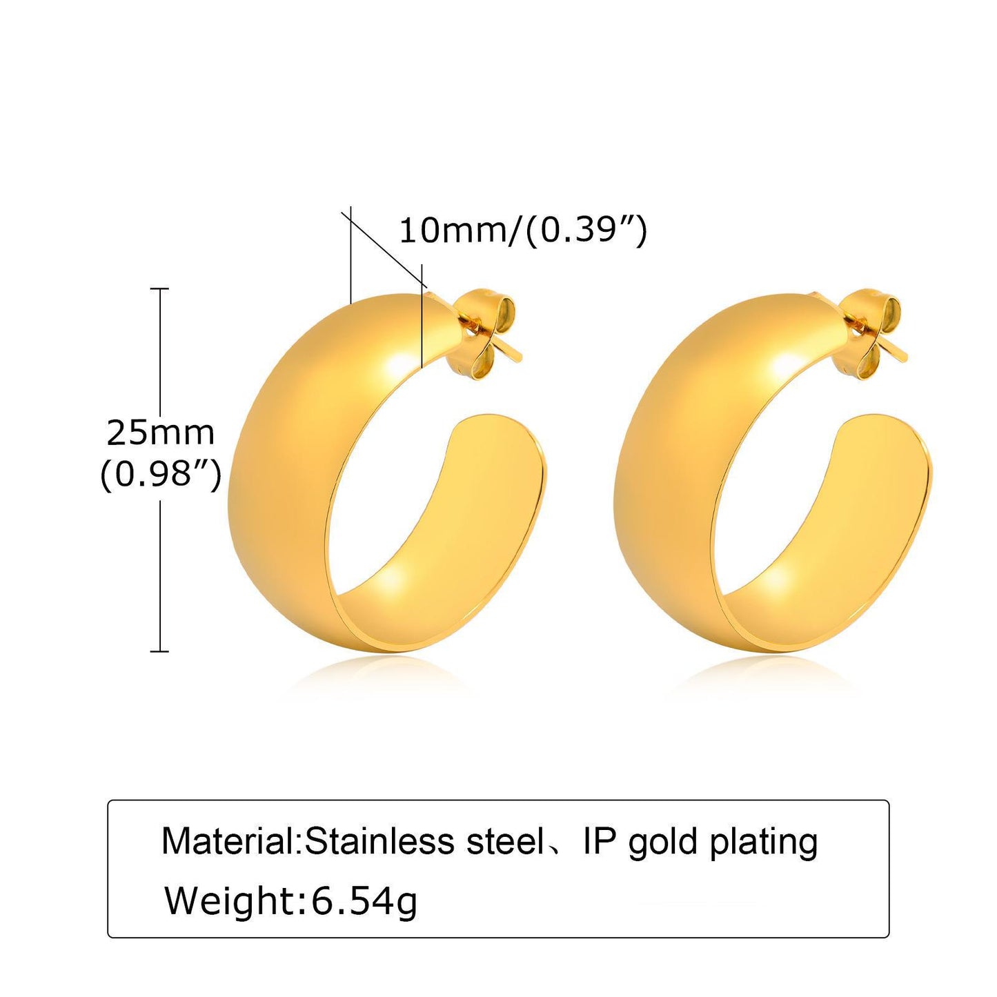 Fashion Geometric Titanium Steel Plating Hoop Earrings 1 Pair