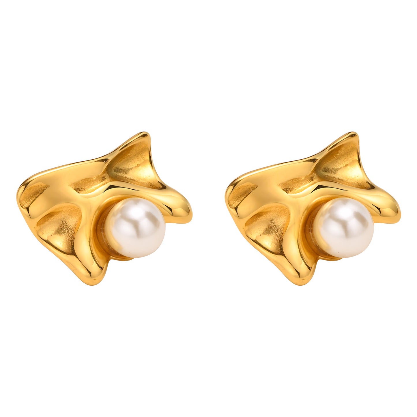 Fashion Geometric Stainless Steel Plating Artificial Pearls Ear Studs 1 Pair