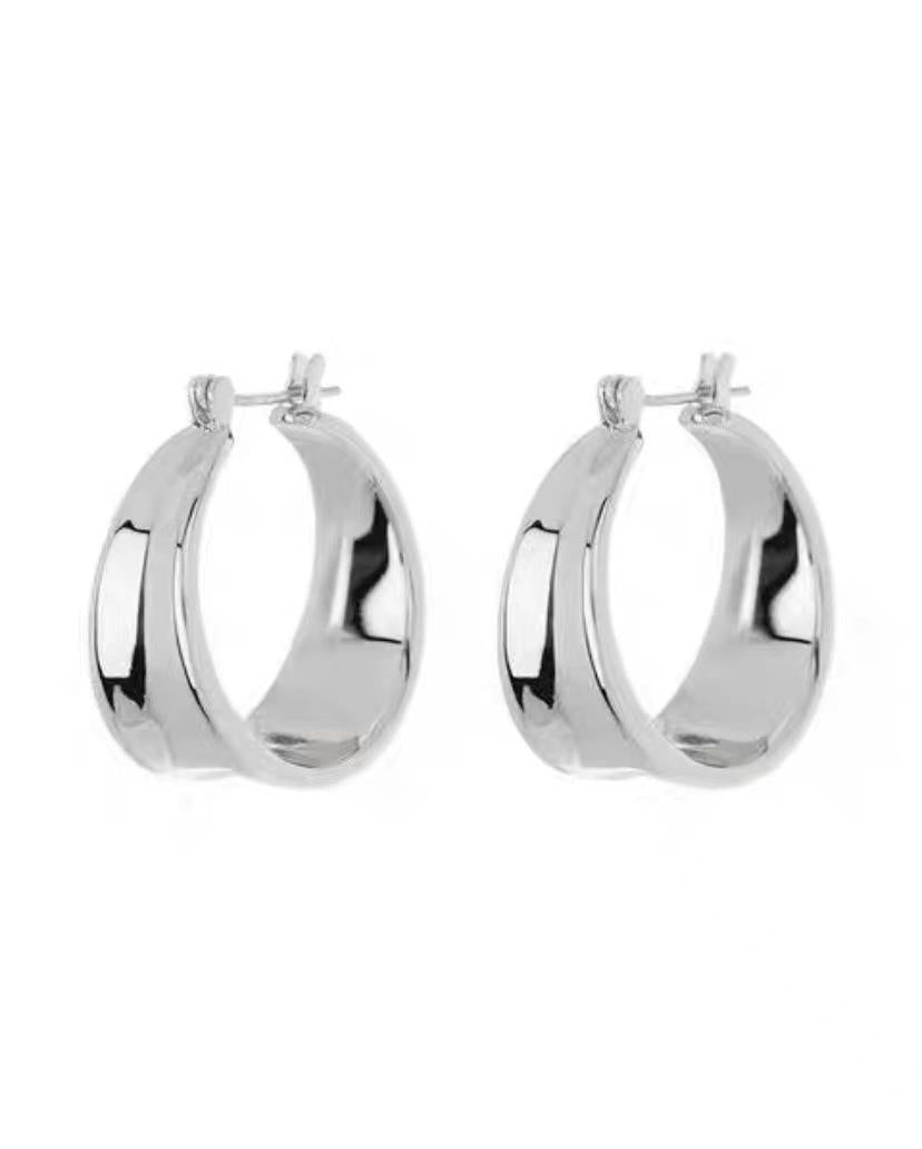 Retro Geometric Titanium Steel Hoop Earrings 1 Pair