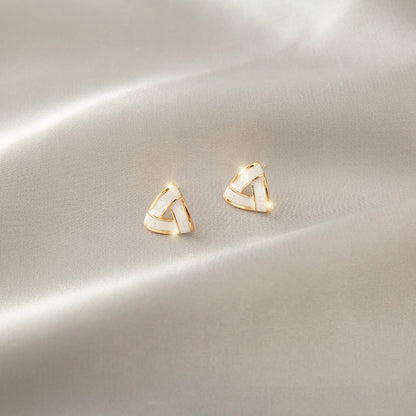 1 Pair Simple Style Triangle Square Flower Metal Plating Inlay Rhinestones Pearl Women's Earrings