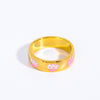 Cute Letter Flower Titanium Steel Enamel Rings