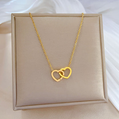 Simple Style Heart Shape Titanium Steel Copper Plating Gold Plated Pendant Necklace