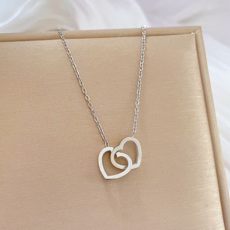 Simple Style Heart Shape Titanium Steel Copper Plating Gold Plated Pendant Necklace