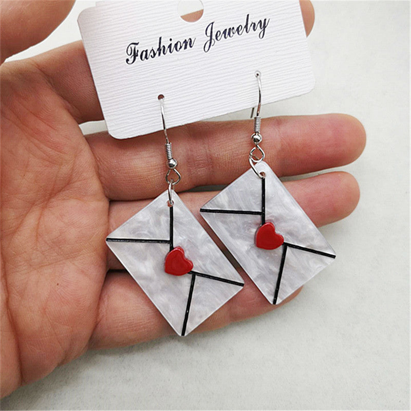 1 Pair Fashion Heart Shape Arylic Women's Drop Earrings