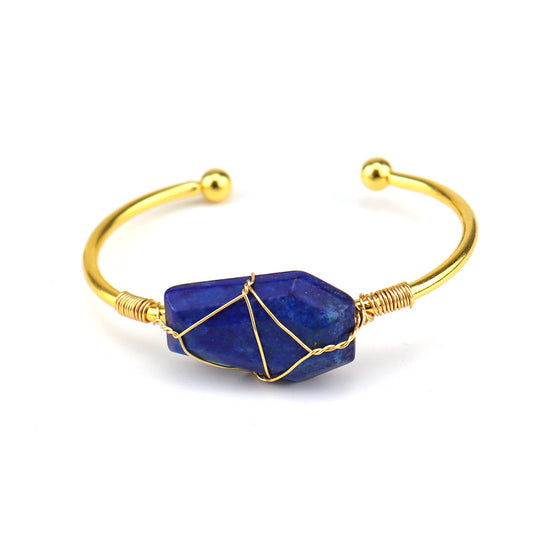 Ethnic Style U Shape Crystal Metal Bangle 1 Piece