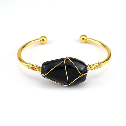 Ethnic Style U Shape Crystal Metal Bangle 1 Piece