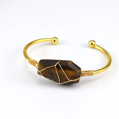 Ethnic Style U Shape Crystal Metal Bangle 1 Piece