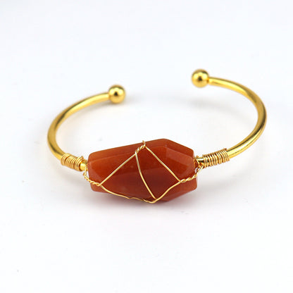 Ethnic Style U Shape Crystal Metal Bangle 1 Piece