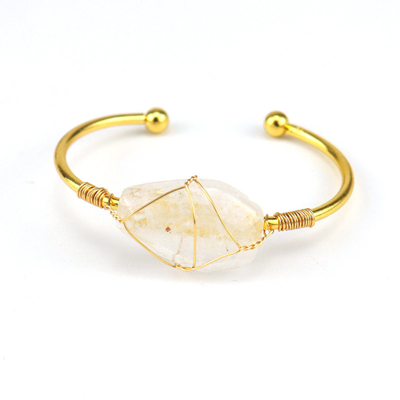 Ethnic Style U Shape Crystal Metal Bangle 1 Piece