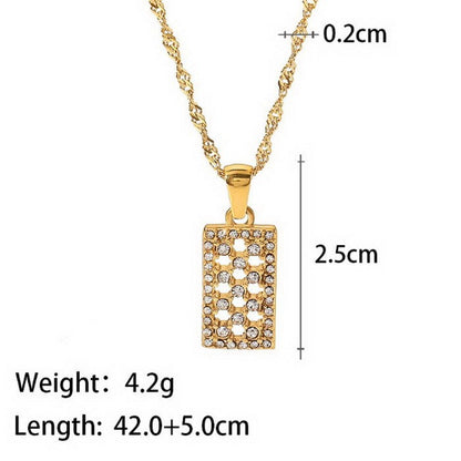 Lady Lattice Titanium Steel Plating Inlay Rhinestones Pendant Necklace 1 Piece