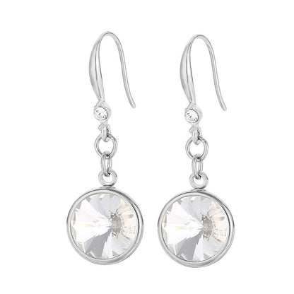 Sweet Round Stainless Steel Plating Inlay Natural Stone Glass Drop Earrings 1 Pair