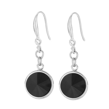 Sweet Round Stainless Steel Plating Inlay Natural Stone Glass Drop Earrings 1 Pair