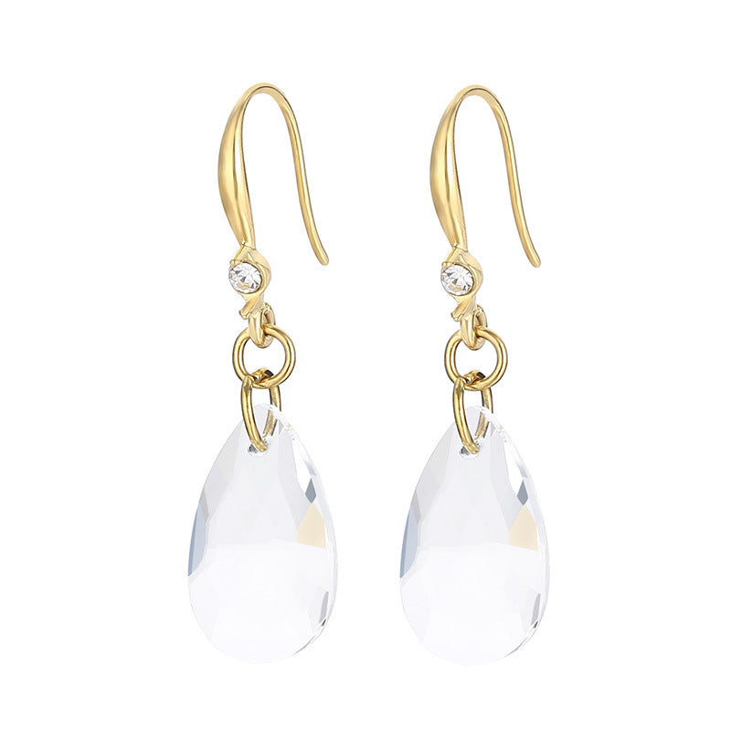 Fashion Solid Color Stainless Steel Satellite Stone Shell Plating Inlay Rhinestones Drop Earrings 1 Pair